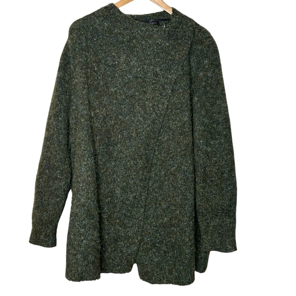 🩷Express Women Goblincore grunge green wrap cardigan oversized sweater size L